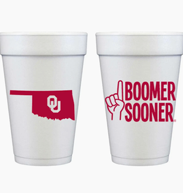 Two Funny Girls Oklahoma/Boomer Sooner 16oz Styrofoam Cup (10 Pack)