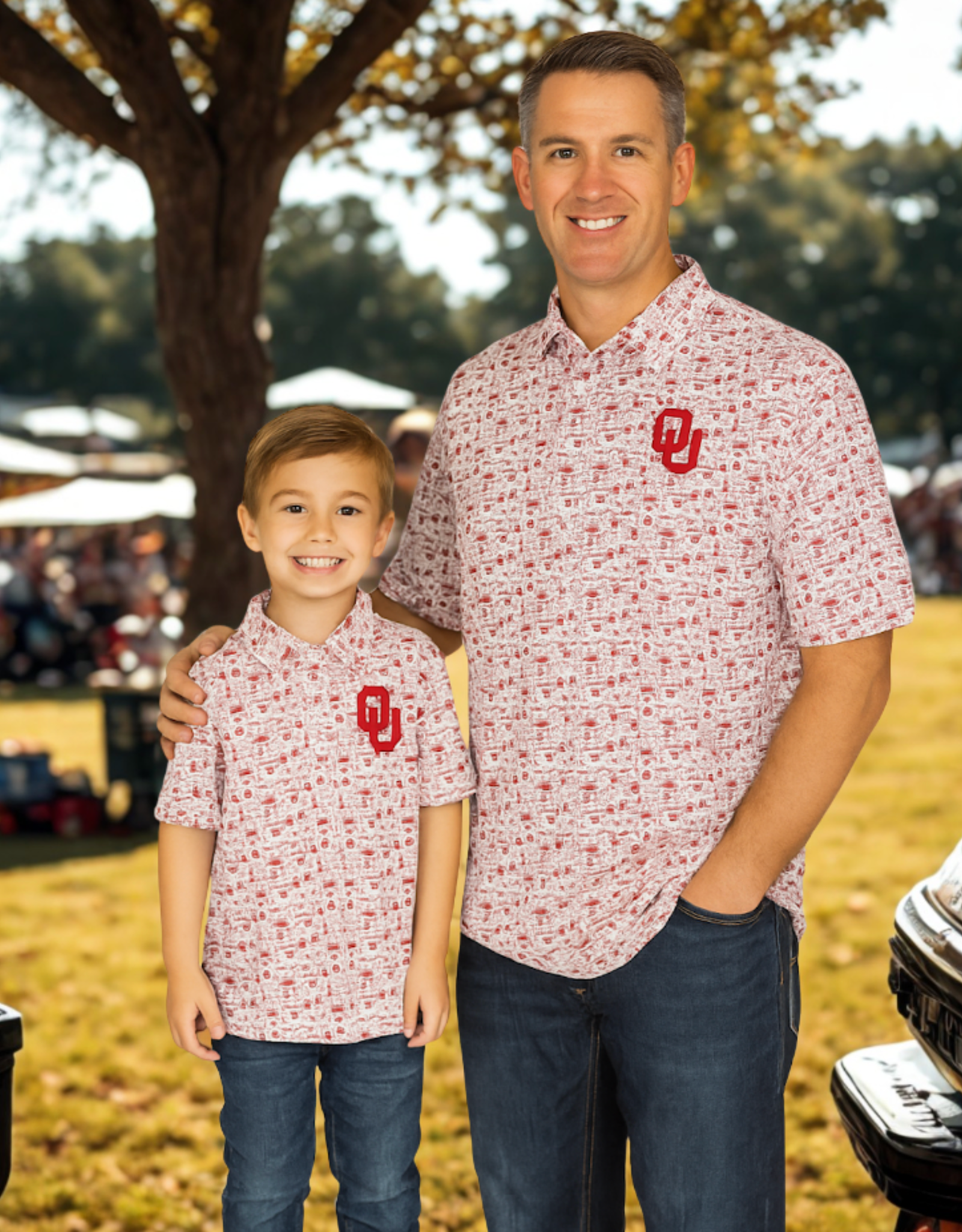 Wes & Willy Toddler OU All-Over Tailgate Print Polo