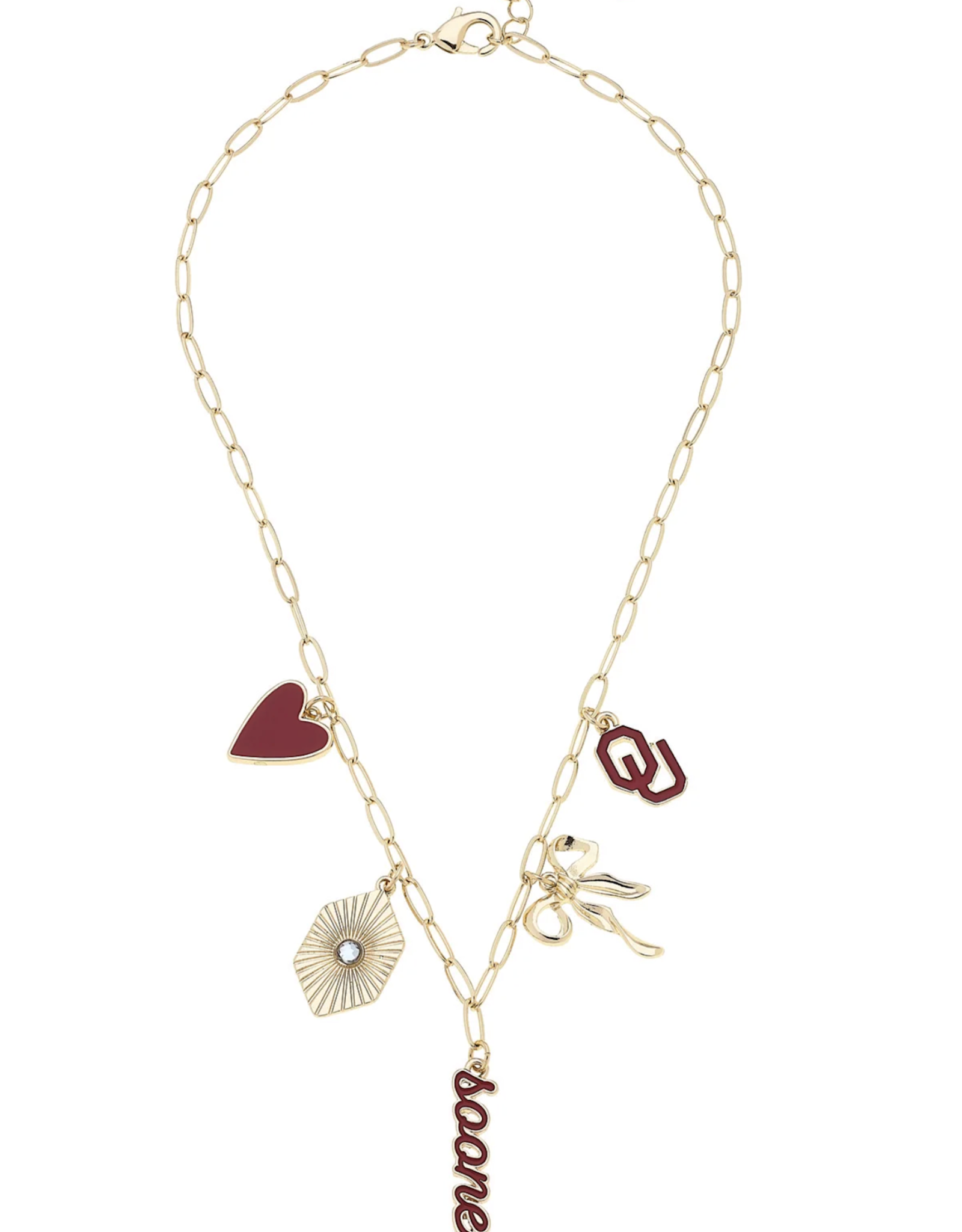 Canvas Oklahoma Sooners Paper Clip Charm Necklace