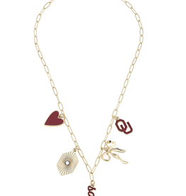 Canvas Oklahoma Sooners Paper Clip Charm Necklace Canvas Oklahoma Sooners Paper Clip Charm Necklace