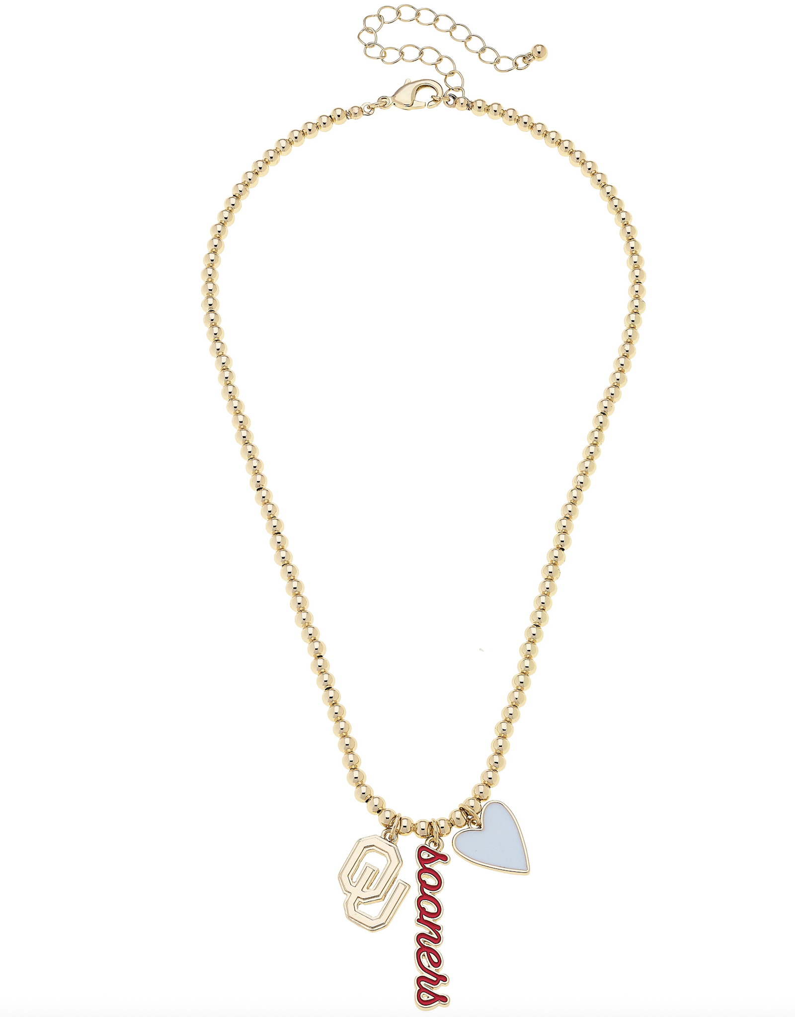 Canvas Oklahoma Sooners Ball Bead Charm Necklace