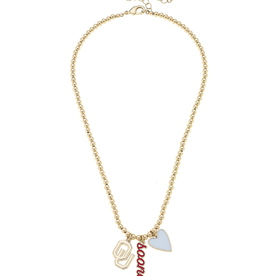 Canvas Oklahoma Sooners Ball Bead Charm Necklace Canvas Oklahoma Sooners Ball Bead Charm Necklace