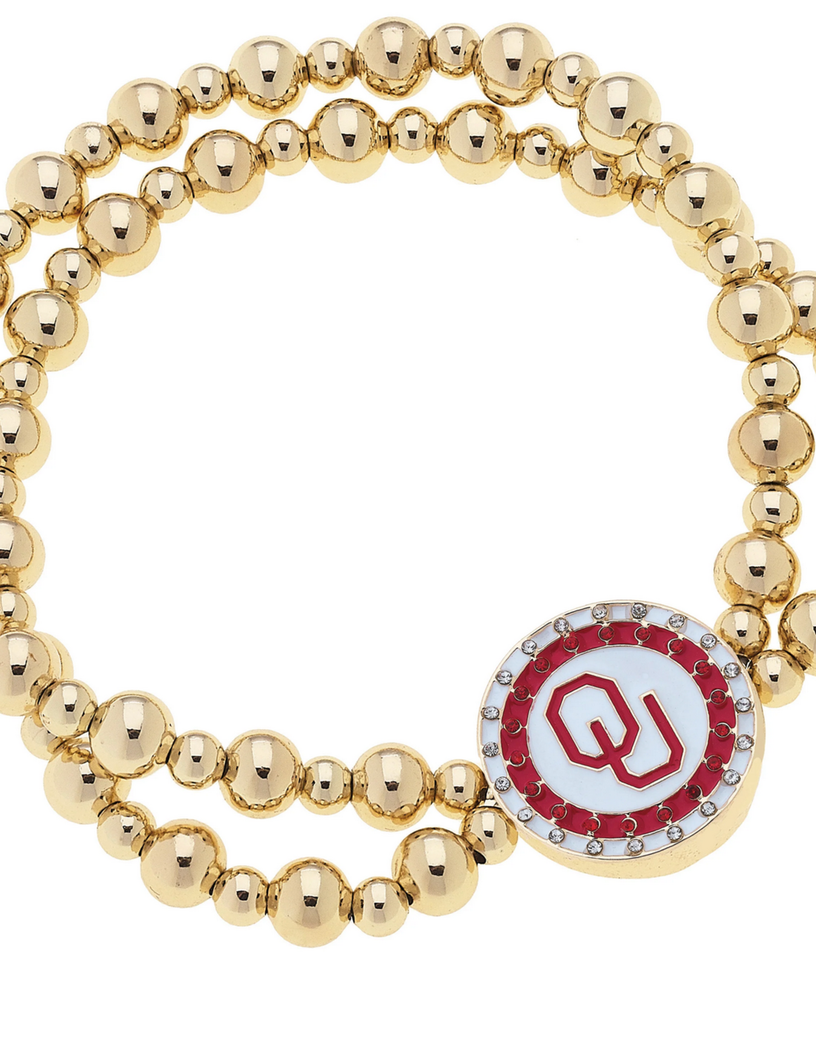 Canvas Oklahoma Sooners Pave Disc Bracelet
