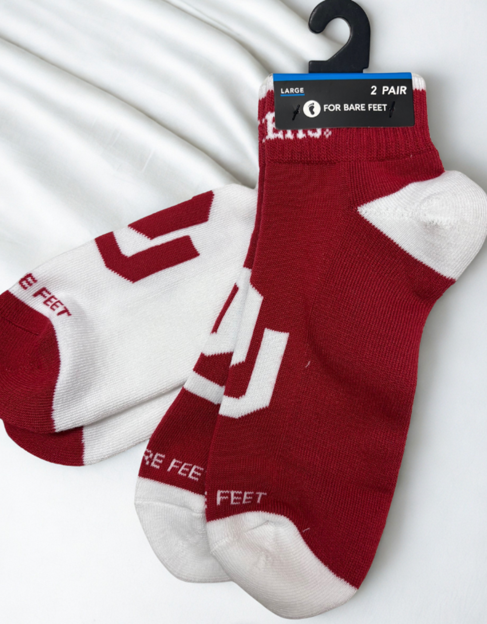For Bare Feet Front And Center Oklahoma Sooners Socks (2 Pairs, size 10-13)