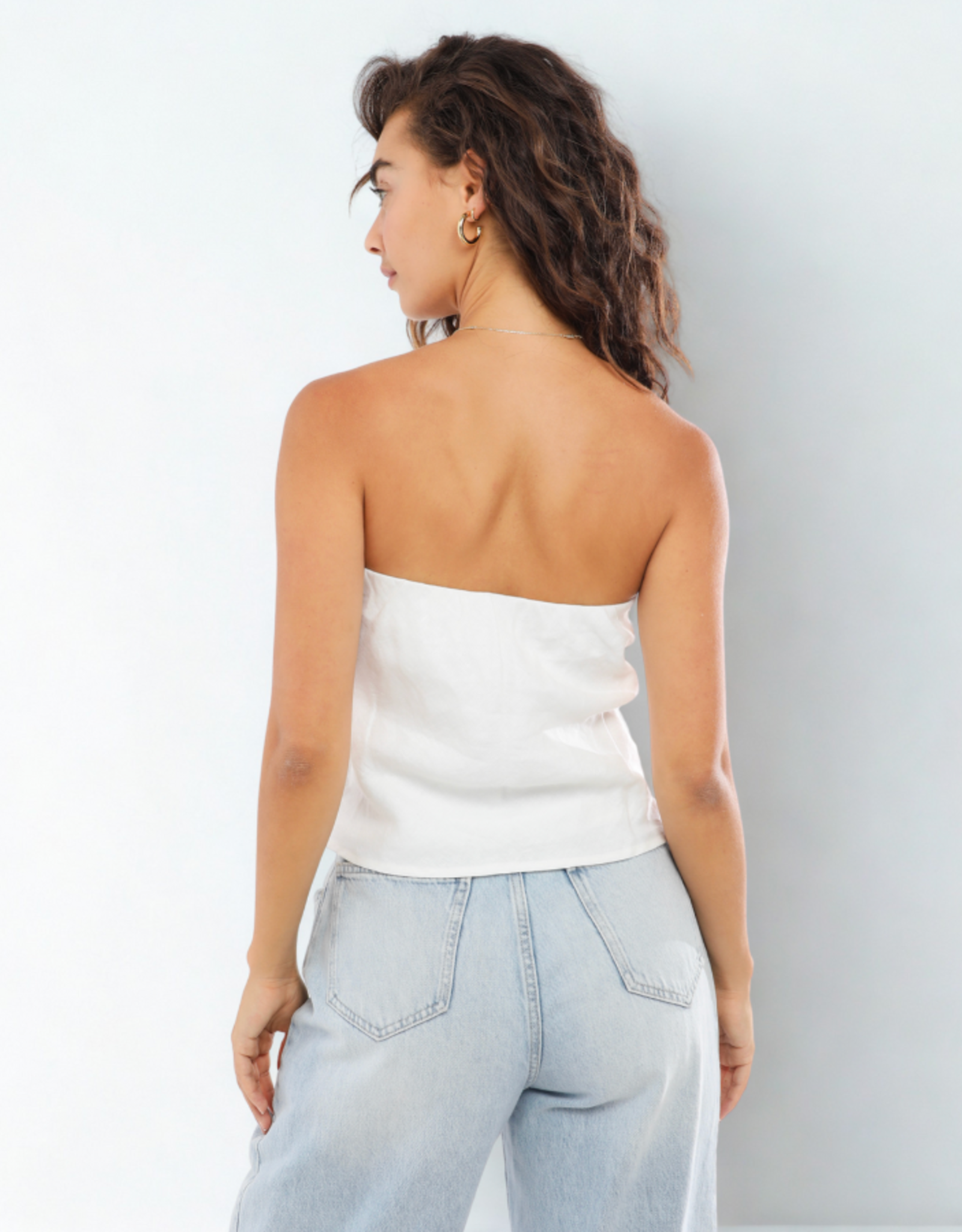 Hype & Vice Women's OU White Linen Tube Top
