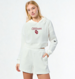 Hype & Vice Women's Oklahoma OU Warm-up Cropped Hoodie