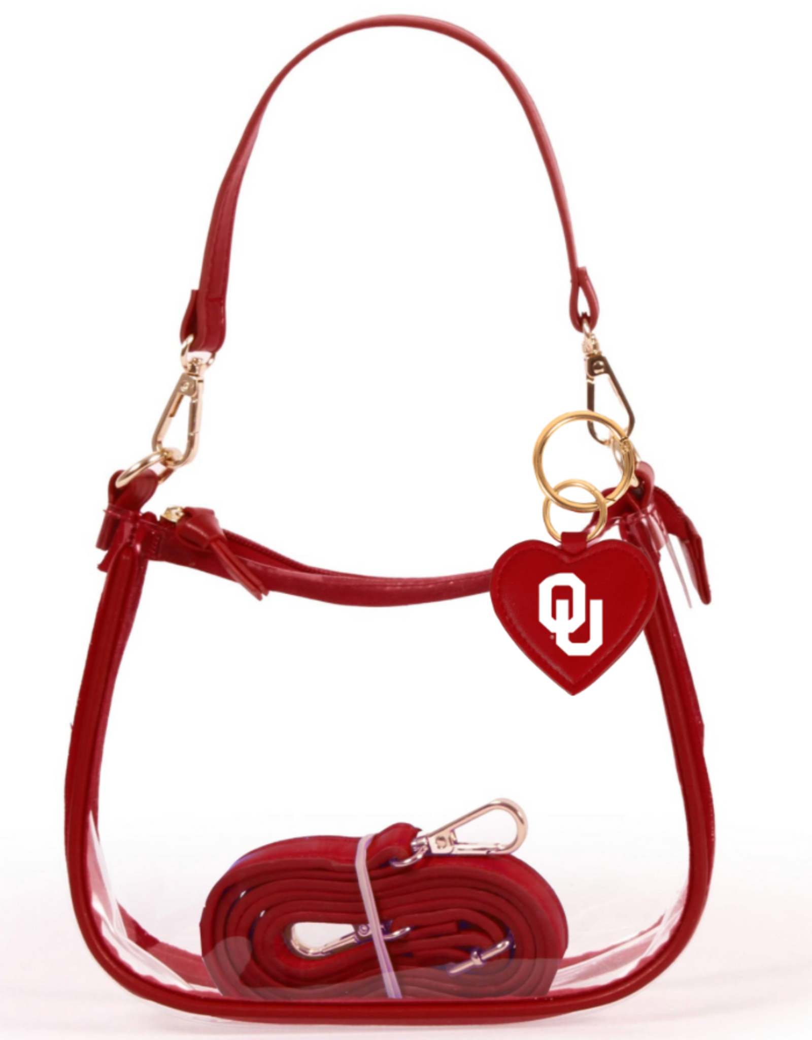 Desden Clara Clear Gameday Purse w/ OU Heart Charm