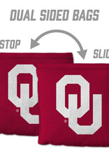 You The Fan OU 8 Pack Cornhole Bags (4 Crimson/4 White)