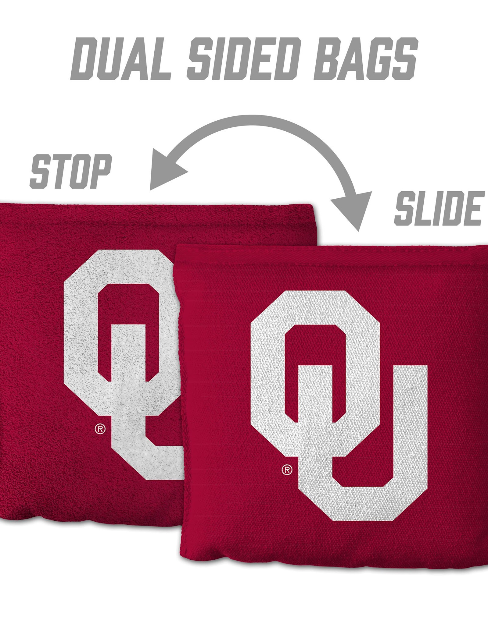 You The Fan OU 8 Pack Cornhole Bags (4 Crimson/4 White)