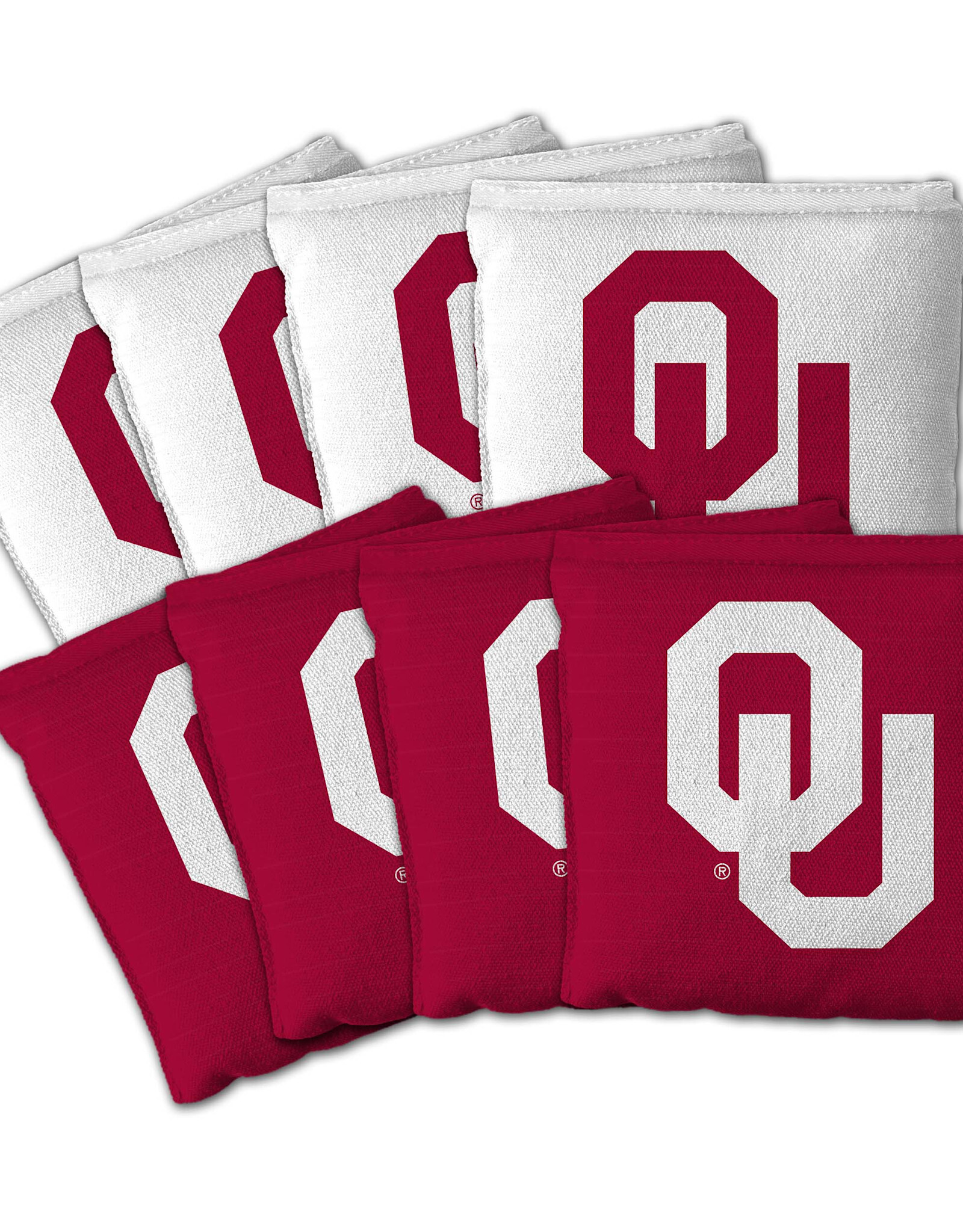 You The Fan OU 8 Pack Cornhole Bags (4 Crimson/4 White)