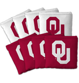You The Fan OU 8 Pack Cornhole Bags (4 Crimson/4 White)