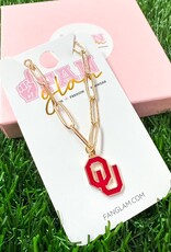 Fan Glam Enamel OU Paper Clip Necklace
