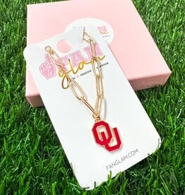 Fan Glam Enamel OU Paper Clip Necklace