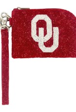 Fan Glam OU Beaded Coin Bag Wristlet Key Chain