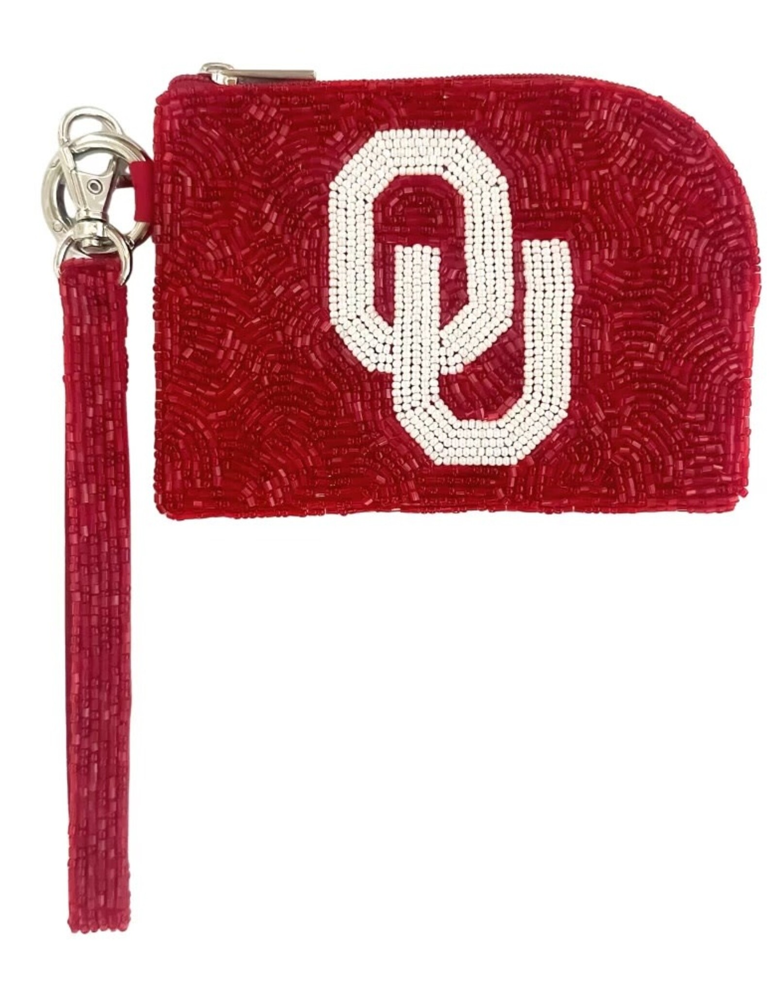 Fan Glam OU Beaded Coin Bag Wristlet Key Chain