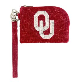 Fan Glam OU Beaded Coin Bag Wristlet Key Chain