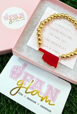 Fan Glam State Charm Gold Bead Bracelet