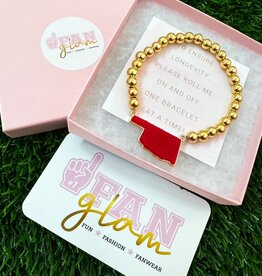 Fan Glam State Charm Gold Bead Bracelet