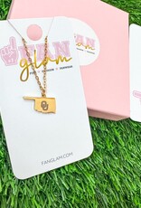 Fan Glam State of Oklahoma with OU Gold Necklace