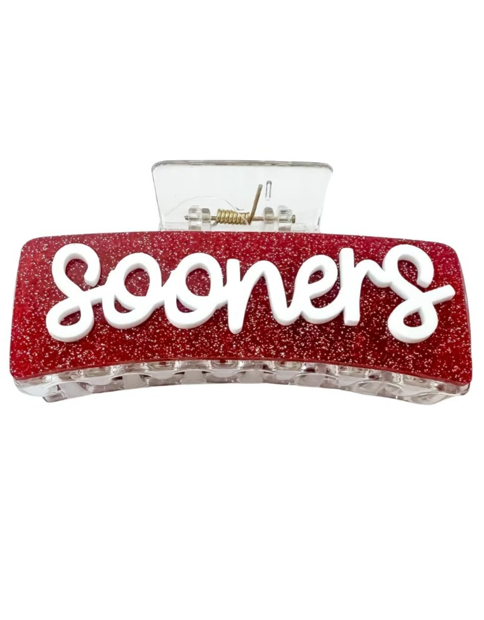 Fan Glam Crimson Glitter Sooners Claw Clip