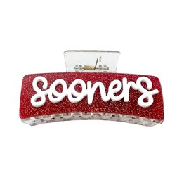 Fan Glam Crimson Glitter Sooners Claw Clip