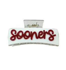 Fan Glam White Sooners Claw Clip