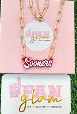 Fan Glam Sooners Gold Paper Clip Chain Necklace