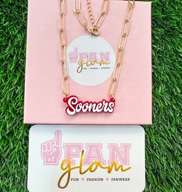 Fan Glam Sooners Gold Paper Clip Chain Necklace