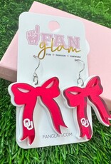 Fan Glam Acrylic Bow Dangle Earring with OU