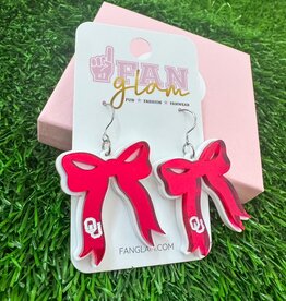 Fan Glam Acrylic Bow Dangle Earring with OU