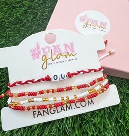 Fan Glam Stack of 4 Bracelets With OU Braided Tassel