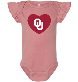 Summit Sportswear Flutter Sleeve Mauve OU Heart Bodysuit