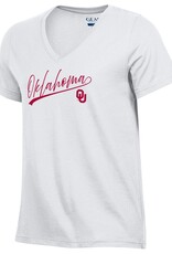 Gear For Sports Women's White Oklahoma Script V-Neck SS Tee Gear For Sports Women's White Oklahoma Script V-Neck SS Tee