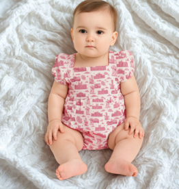 Stewart Simmons Infant Girl's Team Toile Puff Sleeve Onesie