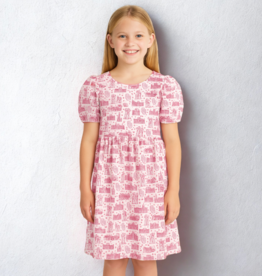 Stewart Simmons Girl's OU Team Toile Puff Sleeve Dress