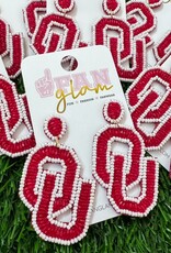 Fan Glam OU Beaded Dangle Earrings