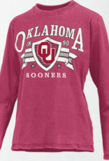Pressbox Women's  Crimson Windsor Oklahoma Burnout LS Tee Pressbox Women's  Crimson Windsor Oklahoma Burnout LS Tee