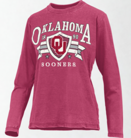 Pressbox Women's  Crimson Windsor Oklahoma Burnout LS Tee