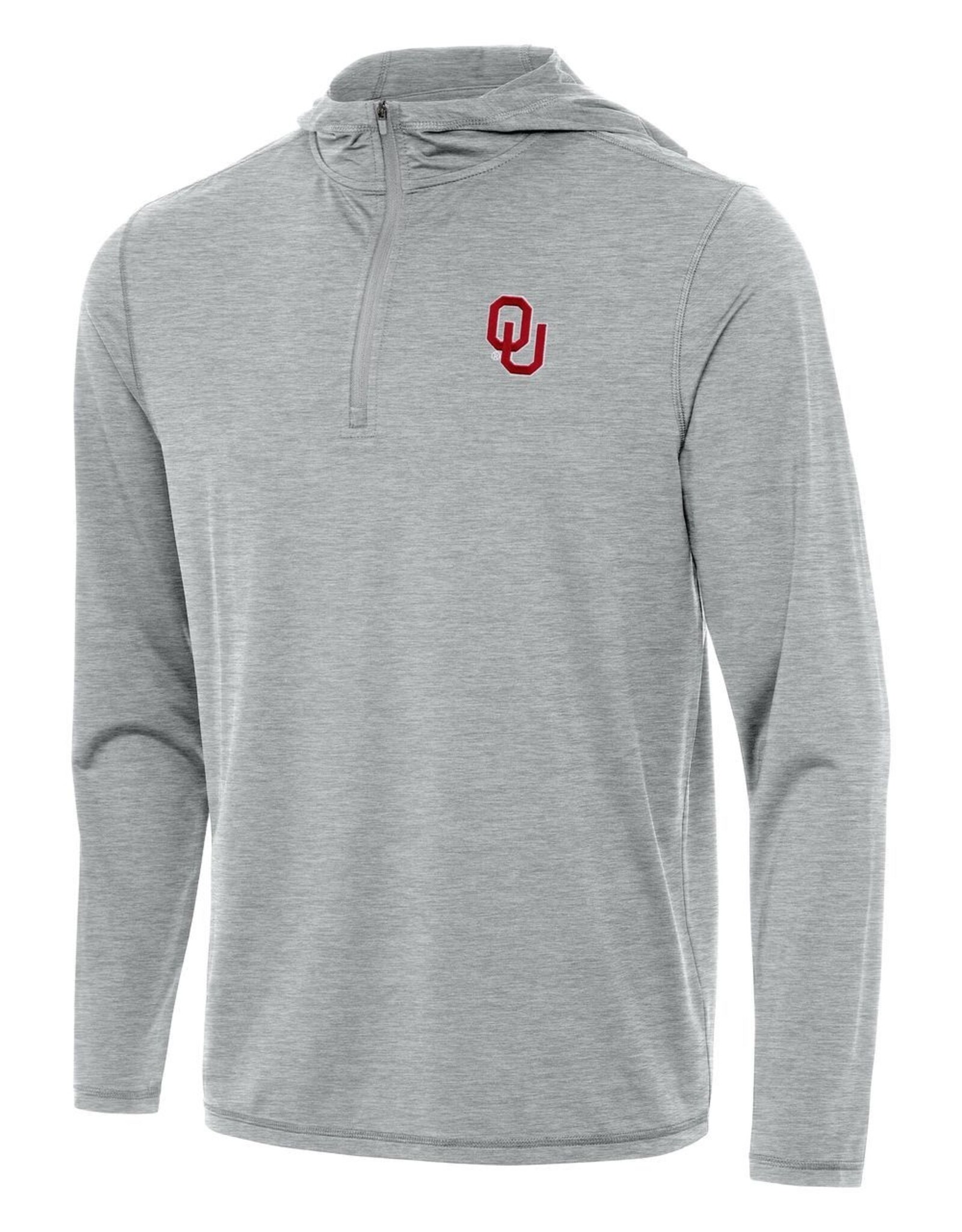 Antigua Men's Gray Tidy Quarter Zip OU Hoodie