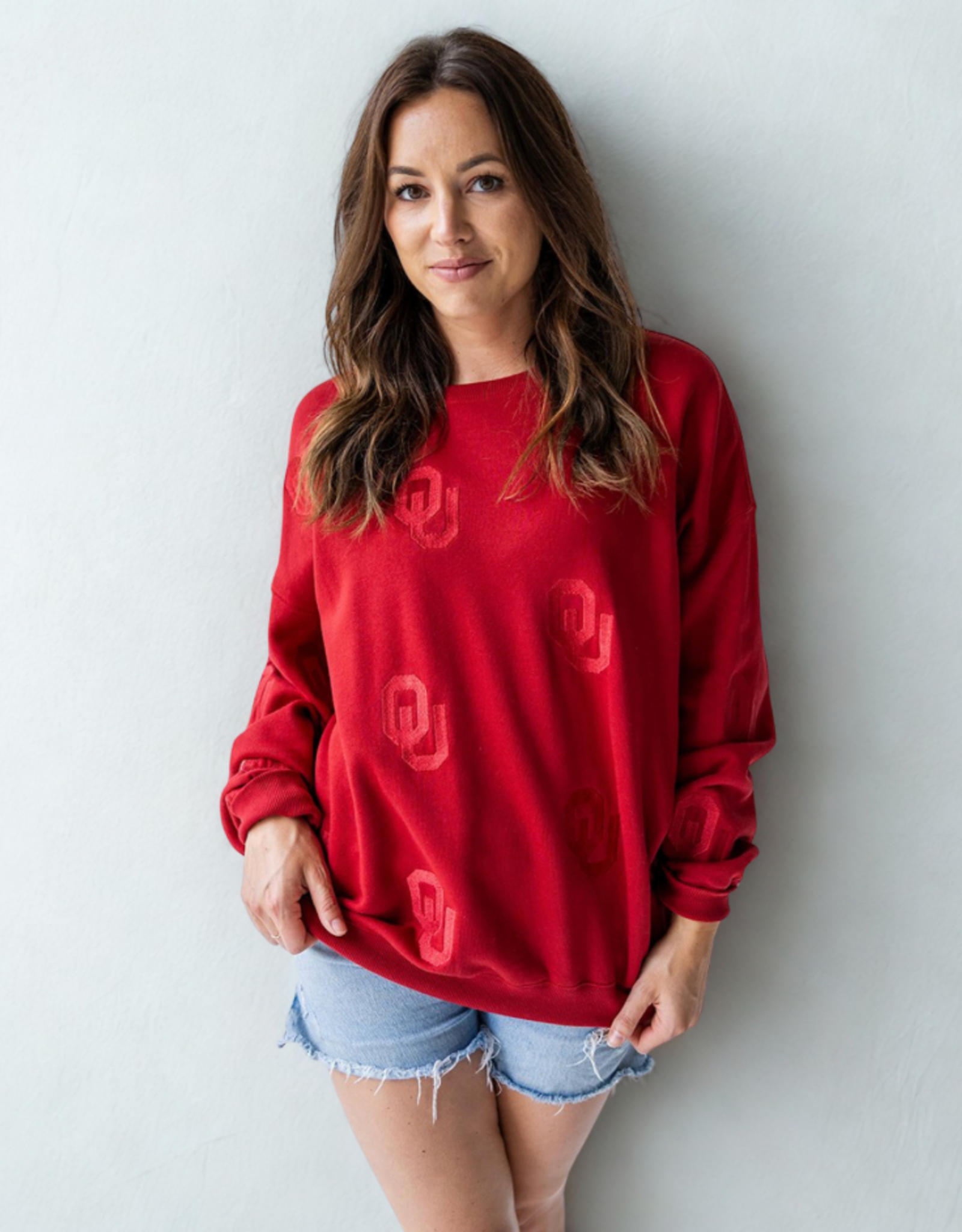 Gameday Social Womens OU Crimson Ritter Repeat Crew