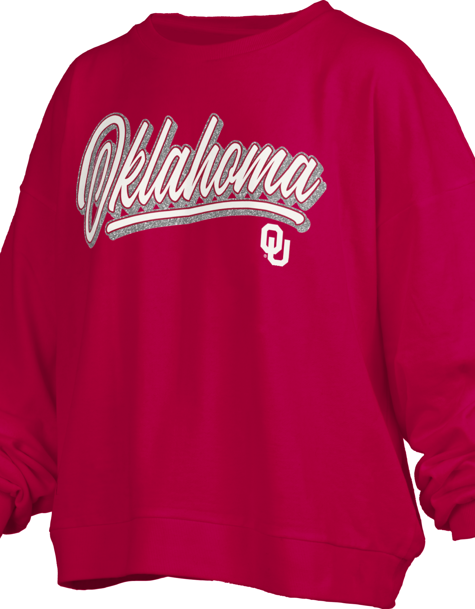 Pressbox Womens Oklahoma "Harlow Glitter" Oversized LS Crew