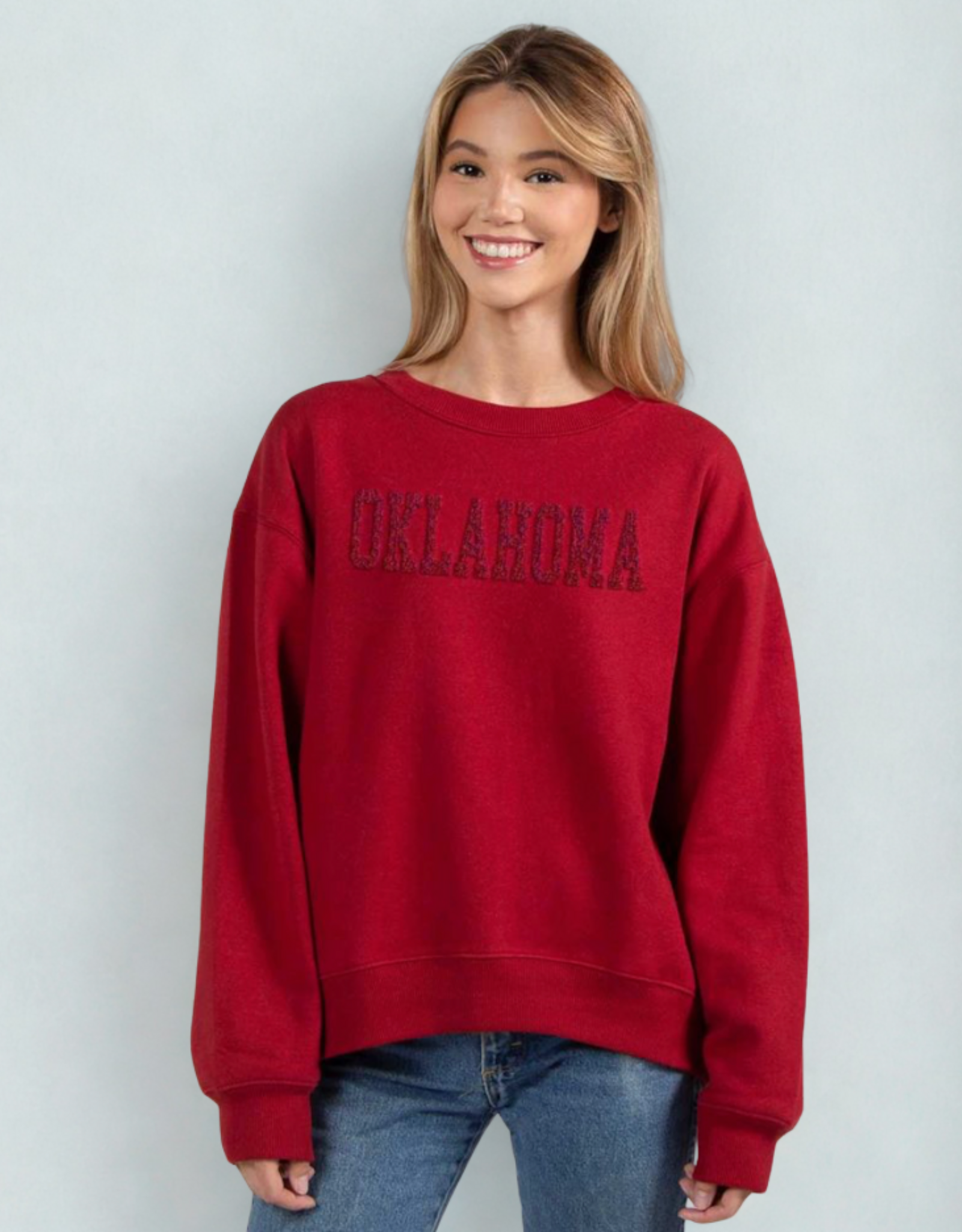 Chicka-d Old School Chenille Oklahoma Crimson Crew