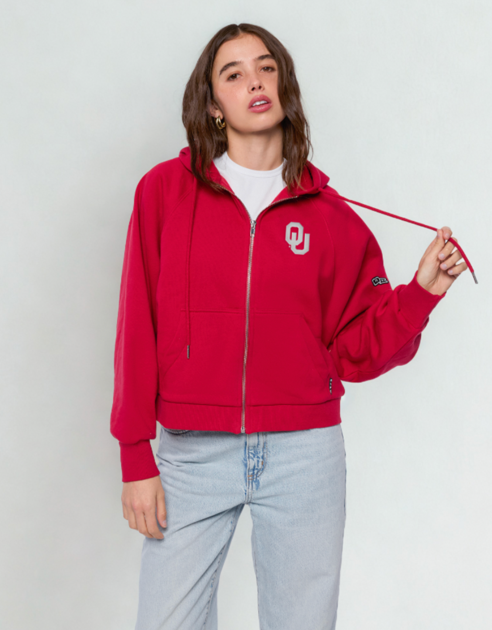 Hype & Vice Womens Crimson OU Raglan Zip Up Hoodie