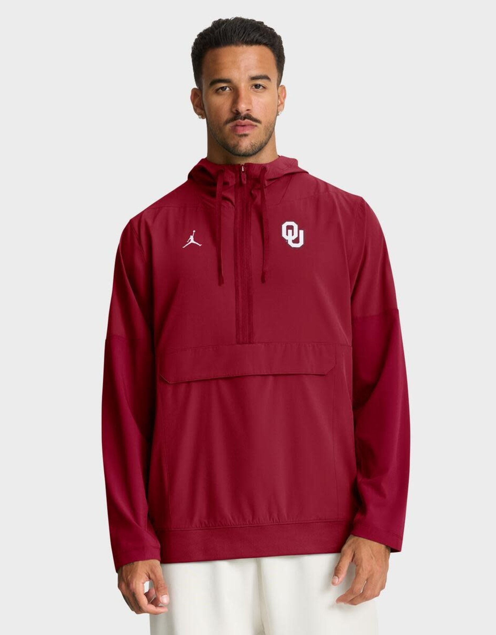 Jordan Mens Jordan OU Crimson 1/2 Zip Anorak Jacket