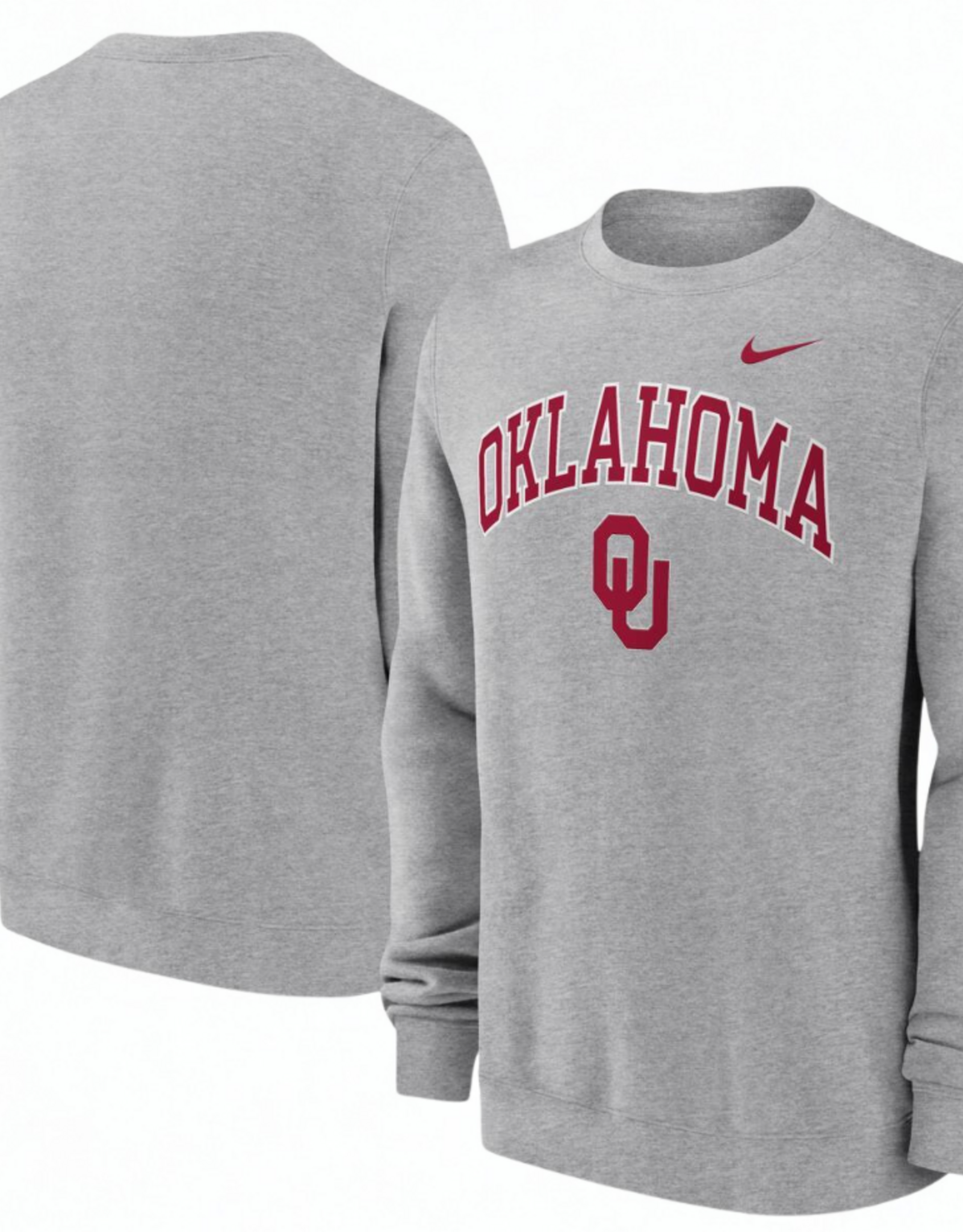 Nike Mens Nike Oklahoma Heather Gray Club Crew
