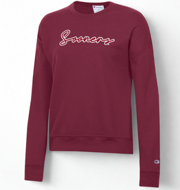Champion Womens Sooners Script Crimson Fleece Crewneck Champion Womens Sooners Script Crimson Fleece Crewneck
