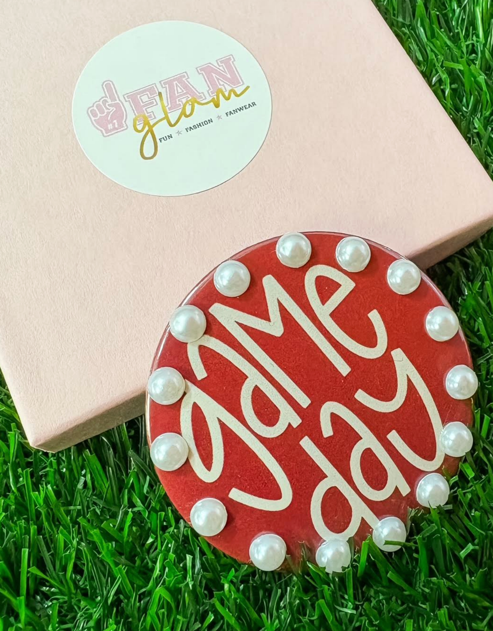 Fan Glam Midi Game Day Button With Pearls