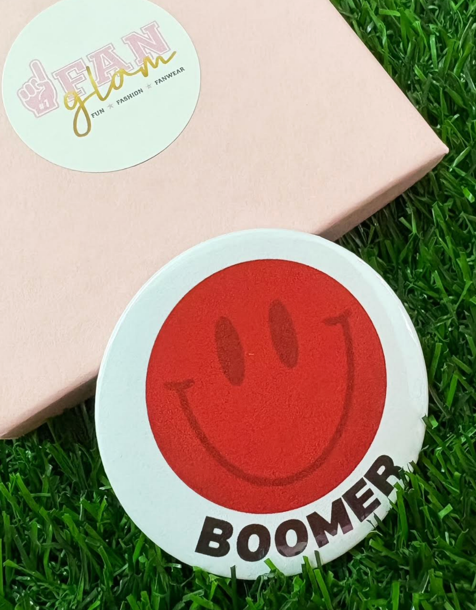 Fan Glam Midi Boomer Smiley Button