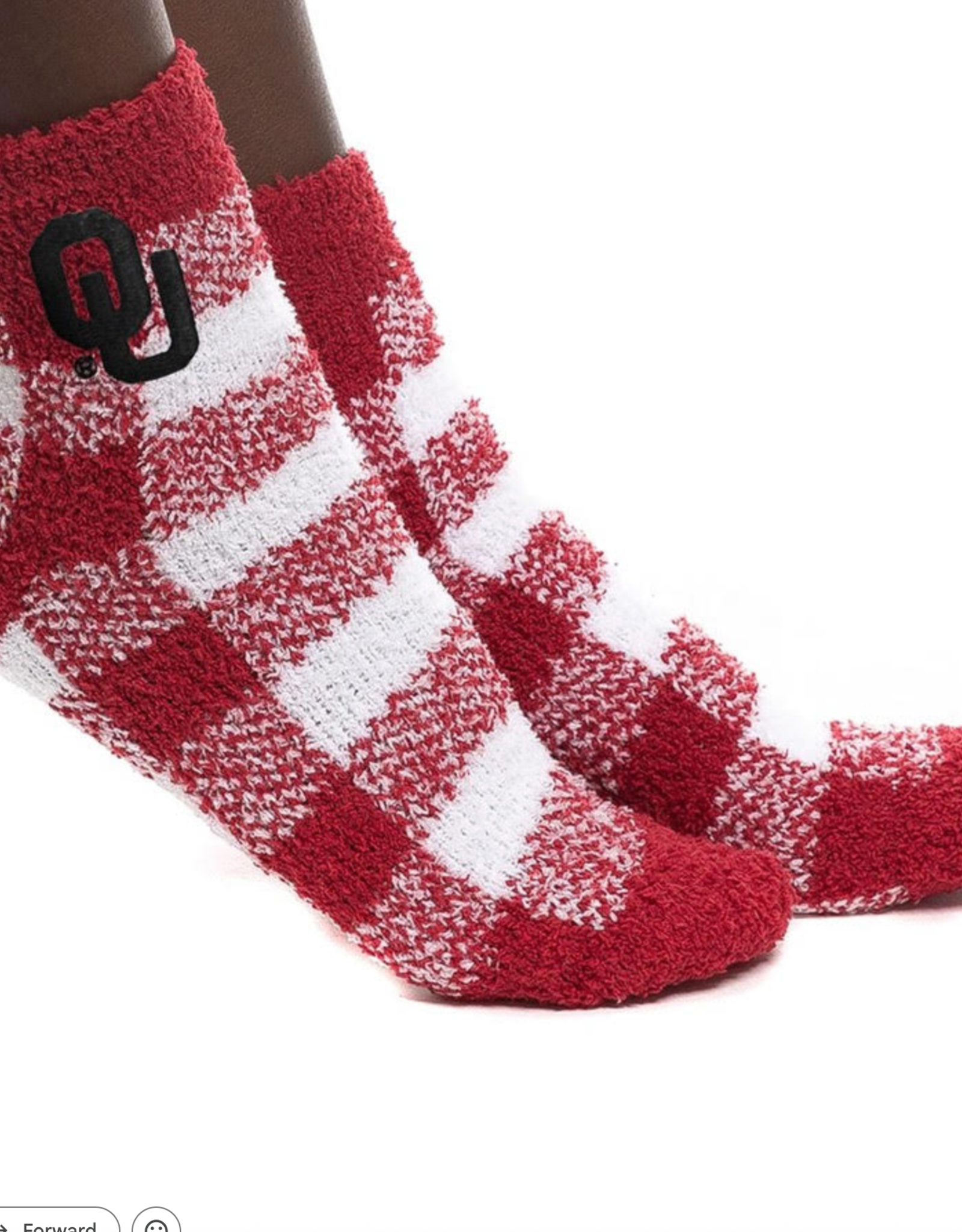 ZooZatz Women's ZooZatz OU Buffalo Plaid Fuzzy Sock