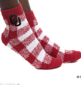 ZooZatz Women's ZooZatz OU Buffalo Plaid Fuzzy Sock